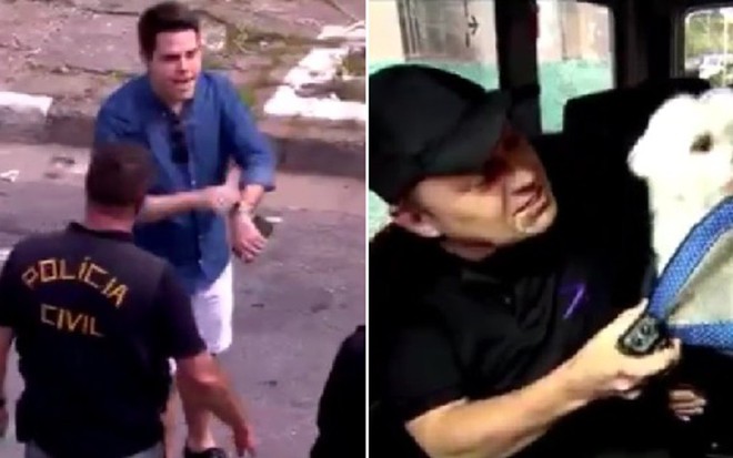 Gugu Liberato, Luiz Bacci e figurante durante gravação de pegadinha em vídeo publicado pelo apresentador - Reprodução/Instagram/@GuguLiberato