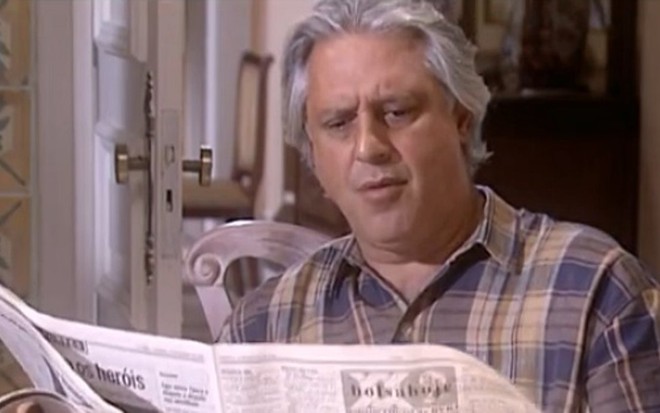 Antonio Fagundes em cena do capítulo de O Rei do Gado exibido na sexta (6), após jogo de vôlei - Reprodução/TV Globo