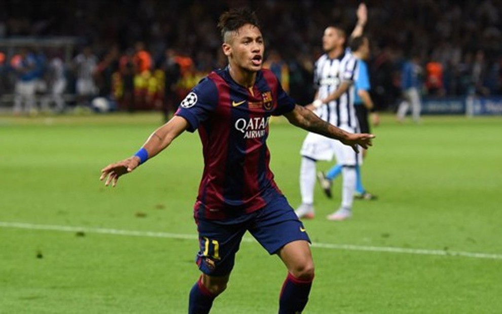 O jogador Neymar, do Barcelona, comemora gol marcado na final da Liga dos Campeões 2014-2015 - Divulgação/UEFA