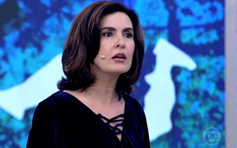 Fátima Bernardes no Encontro de ontem (12); programa foi derrotado por desenhos do SBT - Reprodução/TV Globo