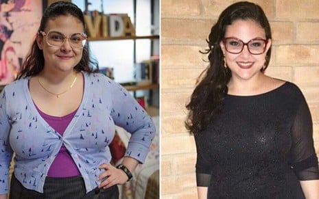 Antes e depois da atriz Raquel Fabbri, que interpretou Bia na novela Alto Astral, da Globo - Fotos: Instagram/Divulgação/TV Globo