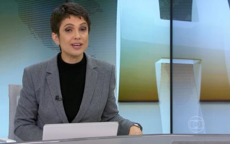 Sandra Annenberg durante o Vídeo Show de ontem (24), em que a Globo imitou a Record - Reprodução/TV Globo