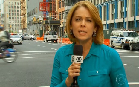 Sandra Coutinho em Nova York, dia 2, em sua primeira reportagem como colaboradora oficial da Globo - Reprodução/TV Globo