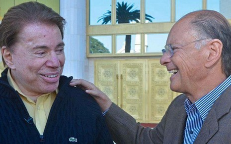 Silvio Santos e Edir Macedo durante encontro no Templo de Salomão, da Igreja Universal - Reprodução/TV Record