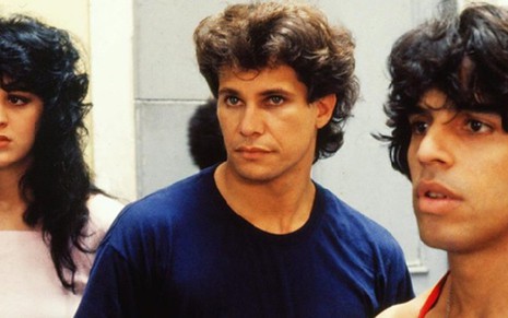 Claudia Raia, Edson Celulari e Alexandre Frota em Sassaricando, novela de 1987 que ganhará nova versão - Nelson Di Rago/TV Globo