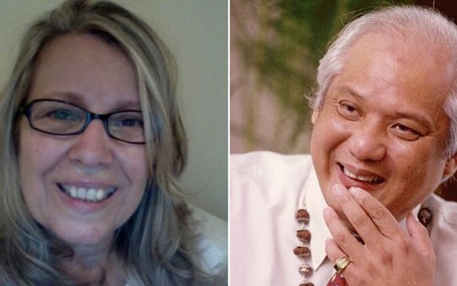 A pranaterapeuta Elizabeth Ribeiro, que fez trabalho na GloboNews, e o guru Choa Kok Sui - Reprodução/Linkedin/Facebook