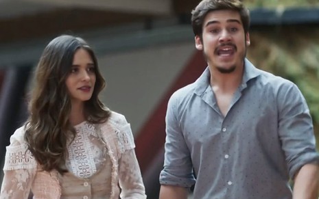 Marocas (Juliana Paiva) e Samuca (Nicolas Prattes) vão unir forças para salvar a Samvita em O Tempo Não Para - Reprodução/TV Globo