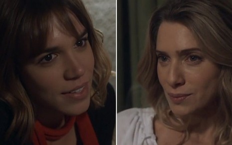Carla Salle e Letícia Spiller vão se beijar em cena de Maria e Monique em Os Dias Eram Assim - Reprodução/TV Globo