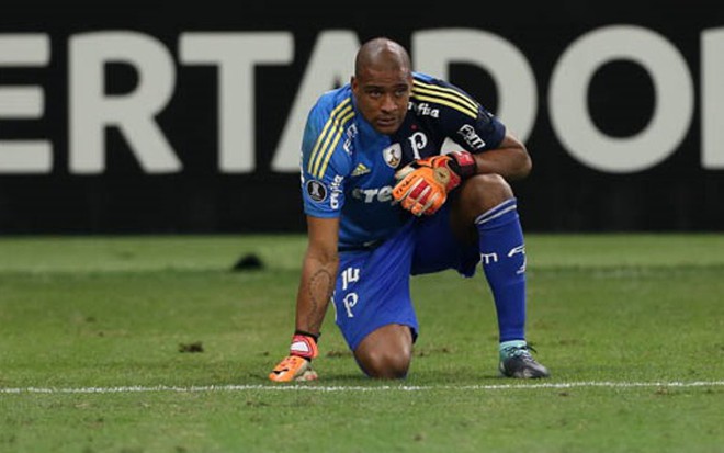 O goleiro Jaílson durante a disputa de pênaltis na partida do Palmeiras na Libertadores - Cesar Greco/Agência Palmeiras