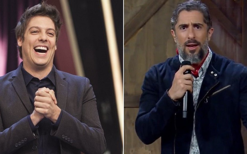 Fábio Porchat e Marcos Mion em programas da Record: os dois entraram no radar da Globo para 2019 - Divulgação/Reprodução/Record