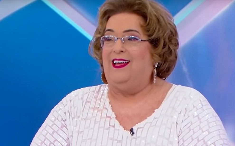 A apresentadora Mamma Bruschetta no Programa Silvio Santos, em março de 2019