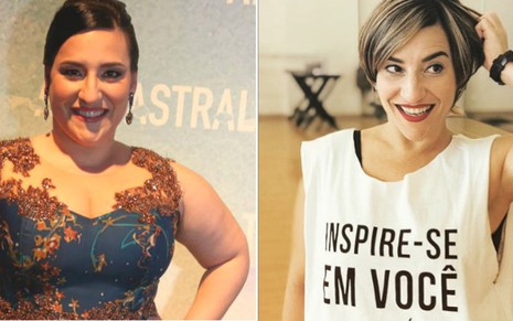 A atriz Simone Gutierrez em 2014 e atualmente: ela perdeu 46 quilos com dieta e exercícios físicos - Divulgação/Globo e Reprodução/Instagram