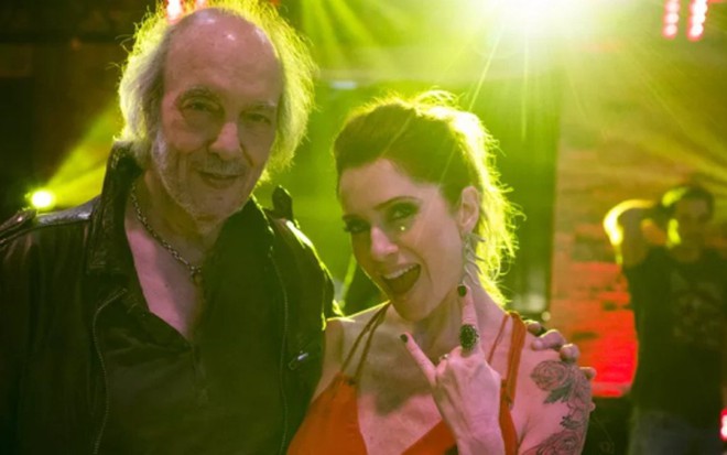 Erasmo Carlos e Letícia Spiller (Lenita) na gravação de Sol Nascente, novela das seis - Ellen Soares/TV Globo