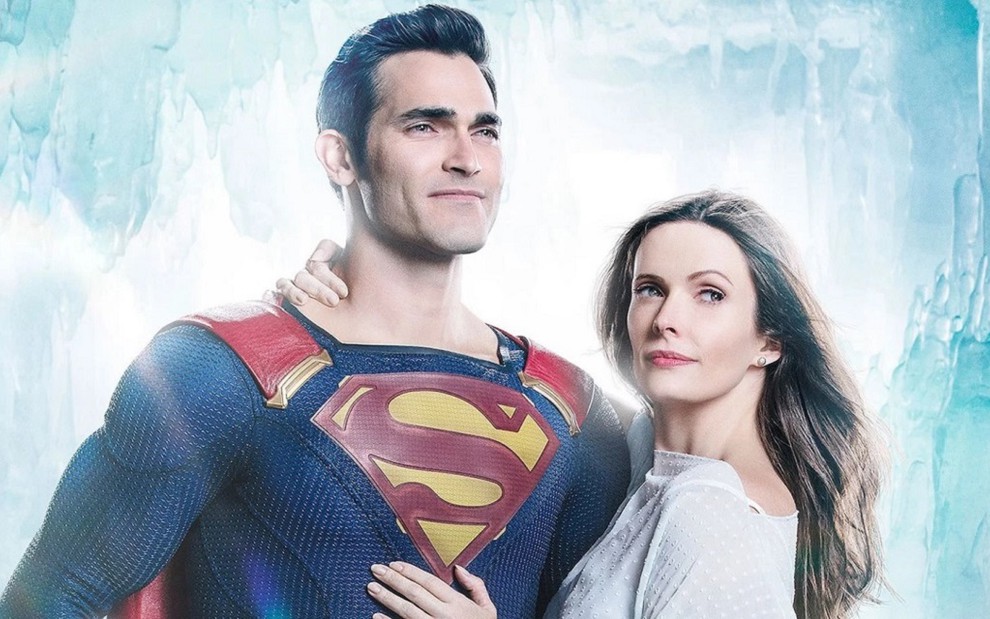 O atores Tyler Hoechlin e Elizabeth Tulloch como Super-Homem e Lois Lane