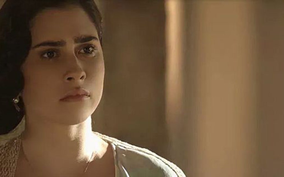 Olivia Torres (Tereza) em cena da novela Tempo de Amar; filha da vilã temerá a reação do pai - Reprodução/TV Globo