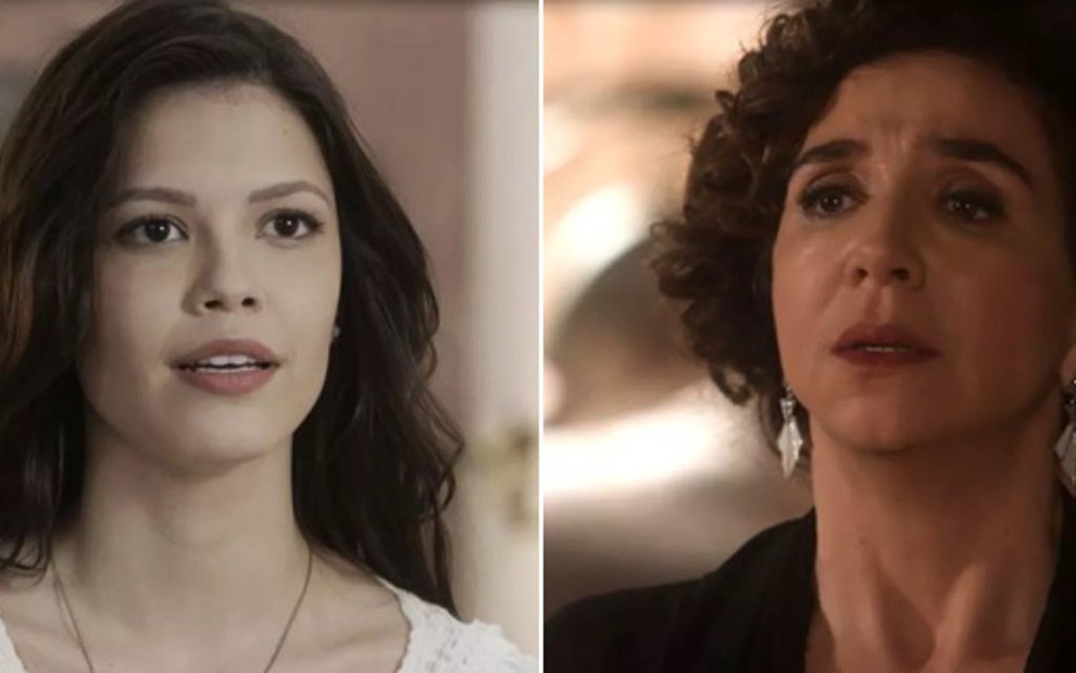 Vitória Strada (Maria Vitória) e Marisa Orth (Celeste Hermínia) em cenas de Tempo de Amar - Reprodução/TV Globo