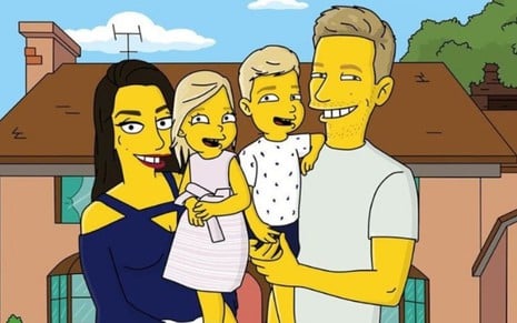 Thais Fersoza, Melinda, Teodoro e Michel Teló em desenho inspirado na animação Os Simpsons - REPRODUÇÃO/INSTAGRAM
