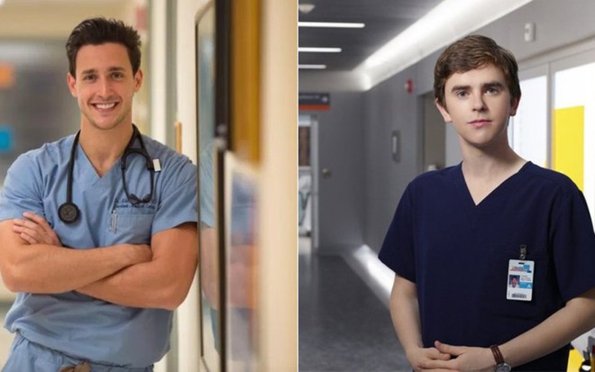 Mikhail Varshavski e o ator Freddie Highmore: médico da vida real elogia o da ficção - Reprodução/Instagram e Divulgação/ABC