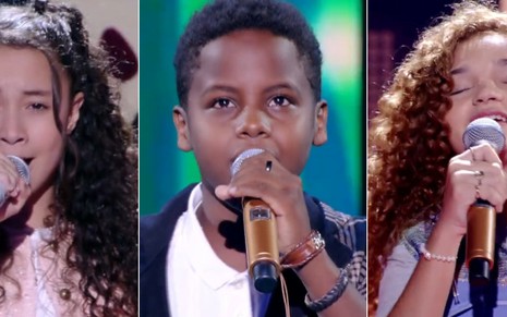 Luiza Barbosa, Jeremias Reis e Raylla Araújo estão na final do The Voice Kids, que acontece no domingo (14) - REPRODUÇÃO/TV GLOBO