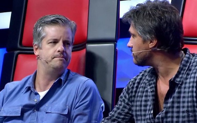Os cantores e jurados Victor e Léo na edição de ontem (5) do The Voice Kids, da Globo - Reprodução/Globo