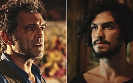 Domingos Montagner (Santo) e Gabriel Leone (Miguel) em cenas de Velho Chico - Reprodução/TV Globo