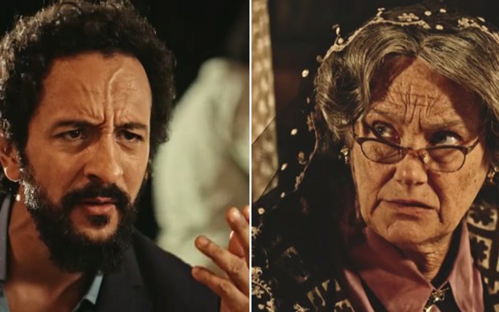 irandhir Santos (Bento) e Selma Egrei (Encarnação) em cenas de Velho Chico - Reprodução/TV Globo