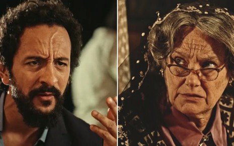 irandhir Santos (Bento) e Selma Egrei (Encarnação) em cenas de Velho Chico - Reprodução/TV Globo