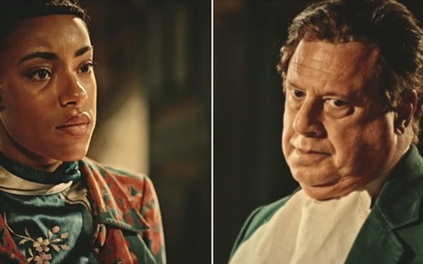Yara Charry (Sophie) e Antonio Fagundes (Afrânio) em cenas de Velho Chico - Reprodução/TV Globo