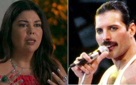 Em Verão 90, a sensitiva Madá (Fabiana Karla) terá uma conversa com o astro do Queen, Freddie Mercury - Reprodução/TV Globo/BBC
