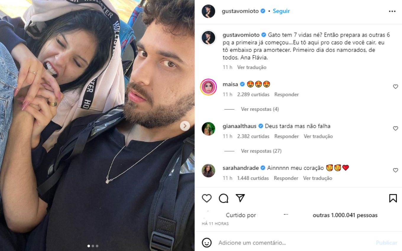 Postagem de Gustavo Mioto no Instagram