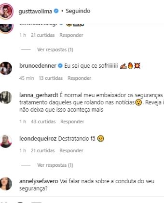 Gusttavo Lima: fãs cobram cantor após segurança empurrar fã (Foto: Reprodução/Instagram)