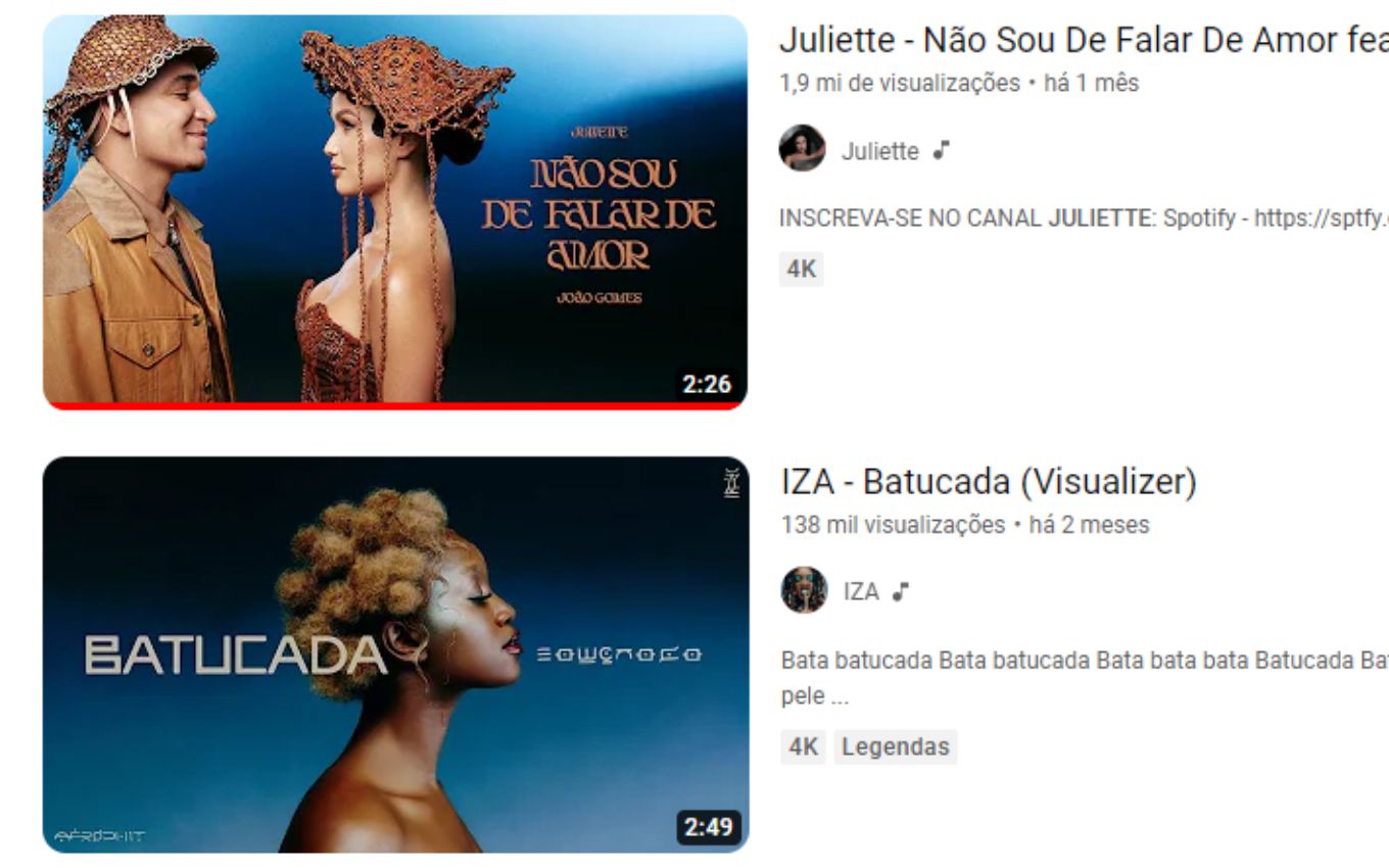 Juliette e João Gomes, acima, e Iza, abaixo
