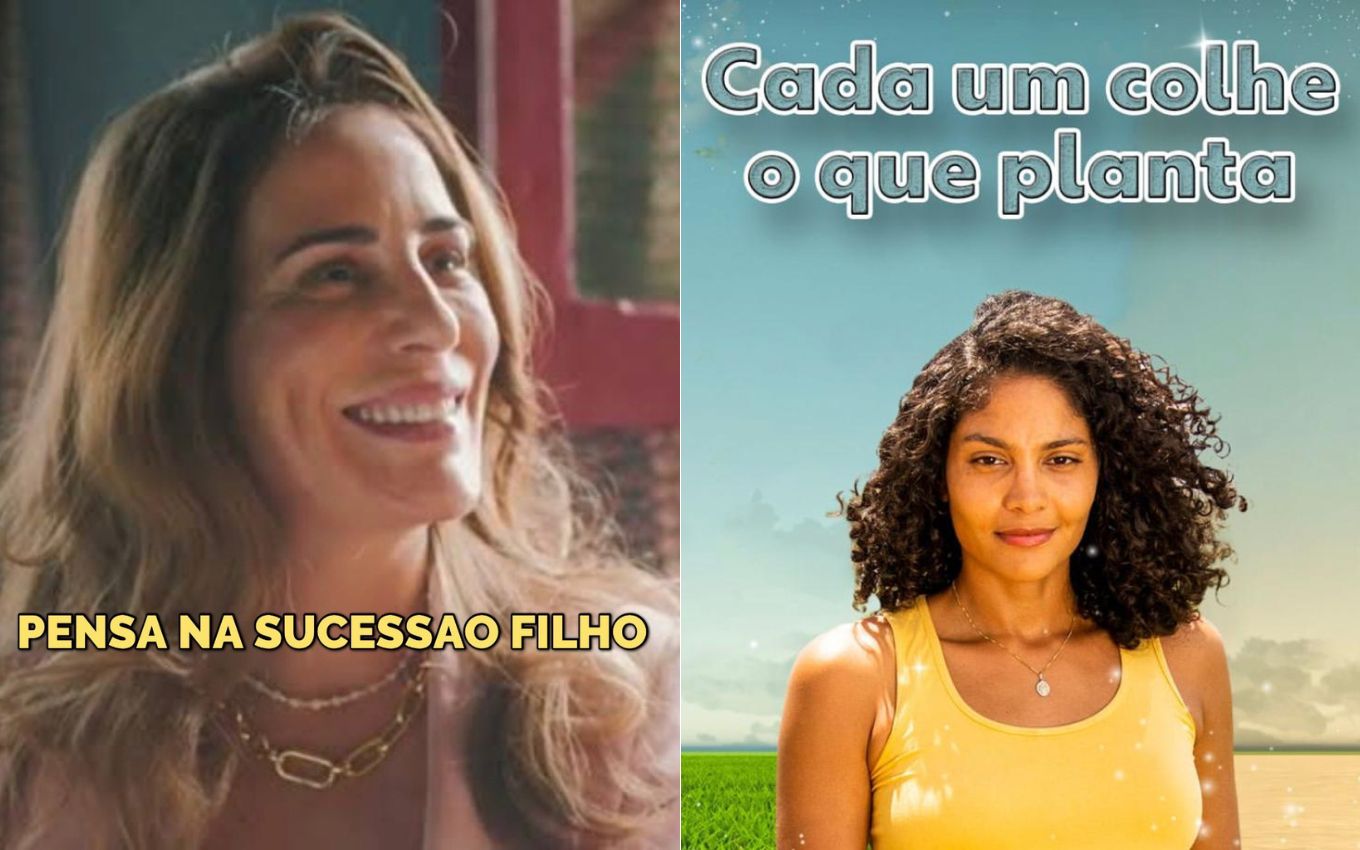 Montagem com memes da novela