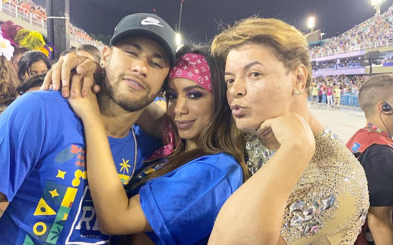 Neymar, à esquerda, Anitta, ao centro, e David Brazil, à direita