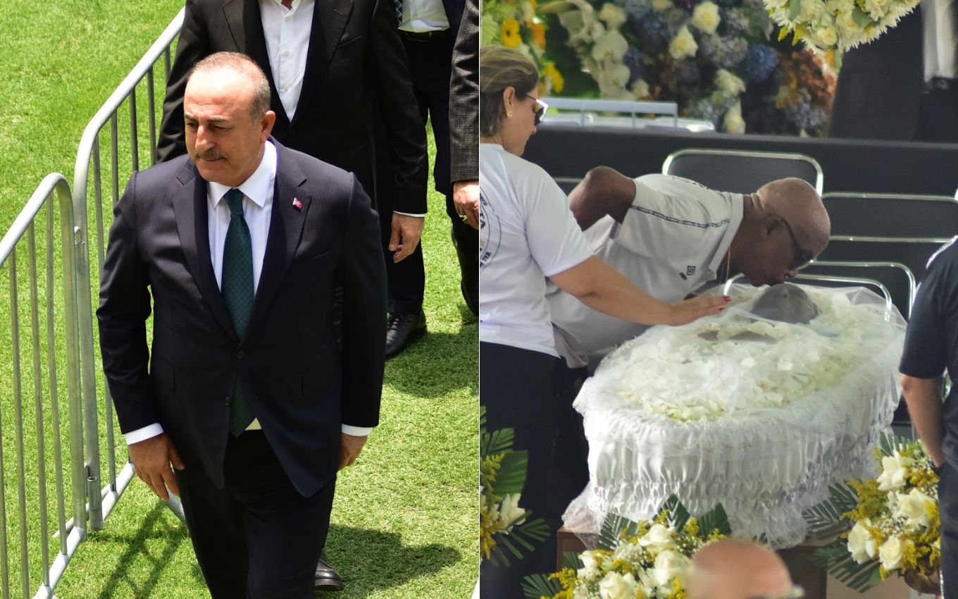 Presidente da Turquia e Serginho Chulapa no velório de Pelé