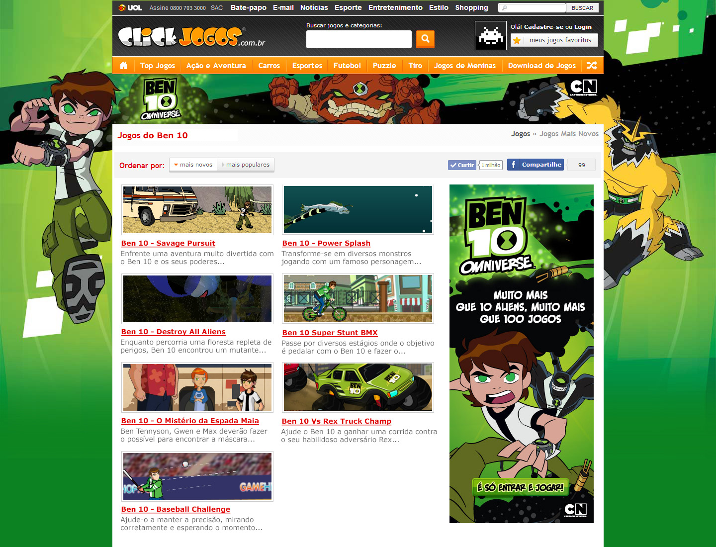 Cartoon Network lança sites de jogos em parceria exclusiva